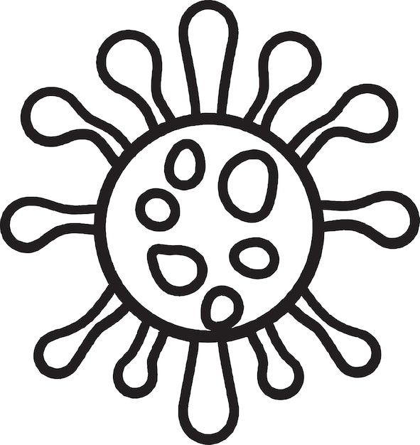 A cartoon image of a virus with the numbers 1 and 2 on it