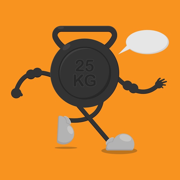 Vector a cartoon image of a weight dumbbell with the number 25 kg on it