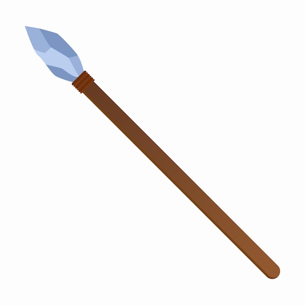 Vector a cartoon image of a wooden spear with a blue tip.