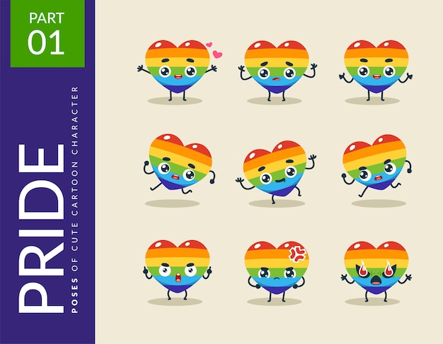 Cartoon images of The Pride Heart. set.