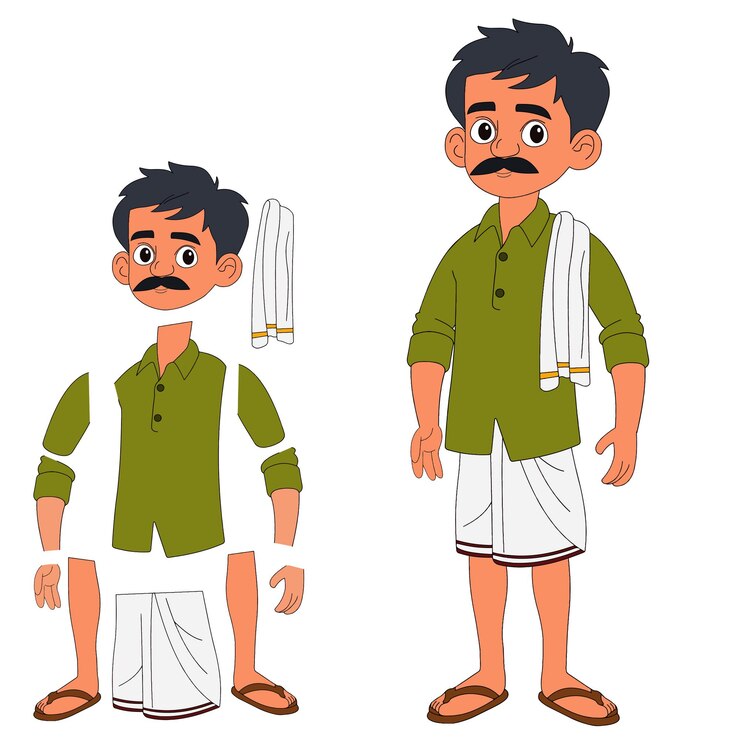 वेक्टर cartoon indian man model sheet