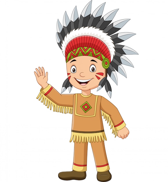 Vector cartoon inheemse jongen indiër