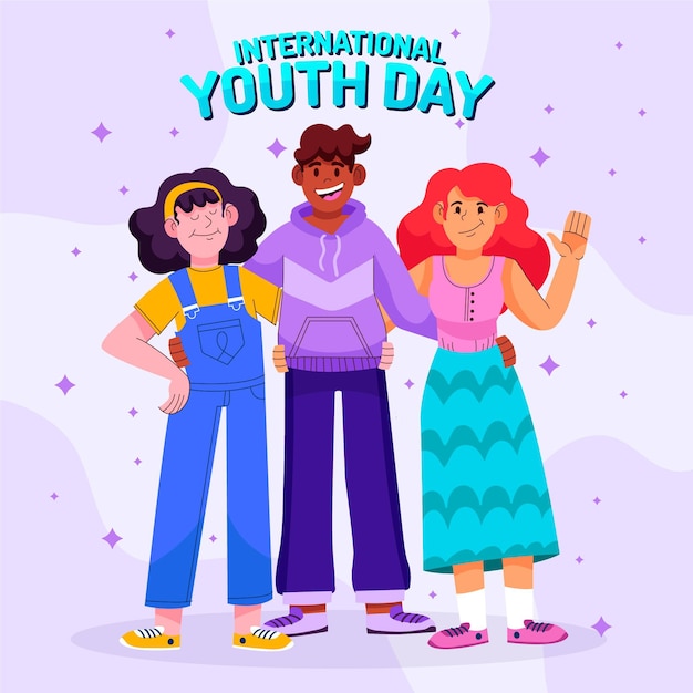 Vector cartoon international youth day illustration