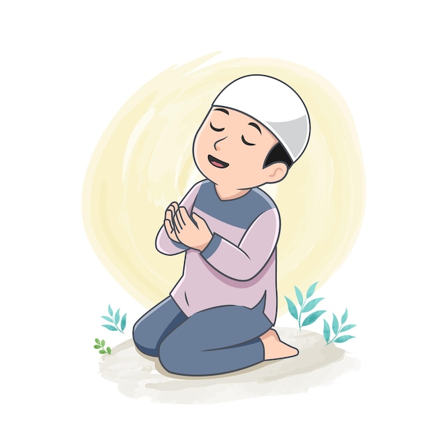 cartoon islamic character praying