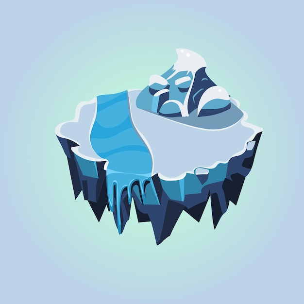 Vector cartoon isometric icy island for game, vector illustration