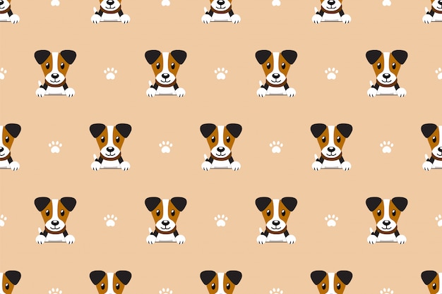 cartoon jack russell terrier dog seamless pattern