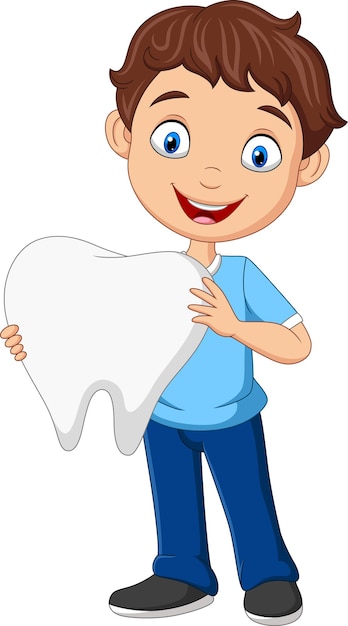 Vector cartoon jongetje met grote tand