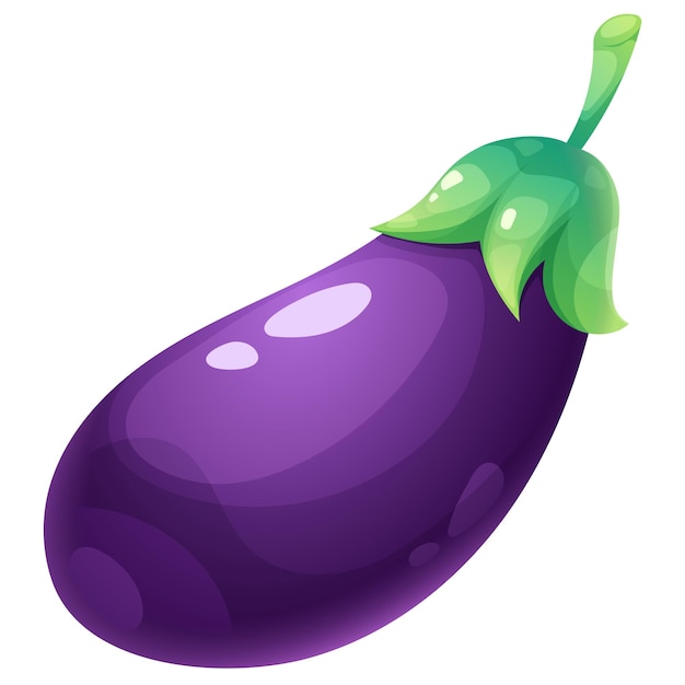 Cartoon juicy eggplant of green color on transparent background