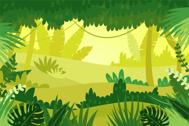 Cartoon jungle background with monstera plant