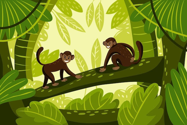 Vector cartoon jungle background