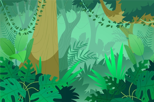 Vector cartoon jungle background