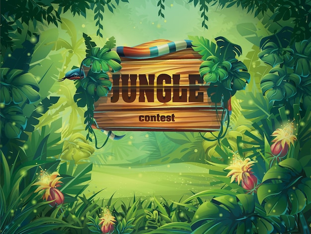 Vector cartoon jungle background