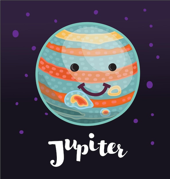 Cartoon jupiter with lightning