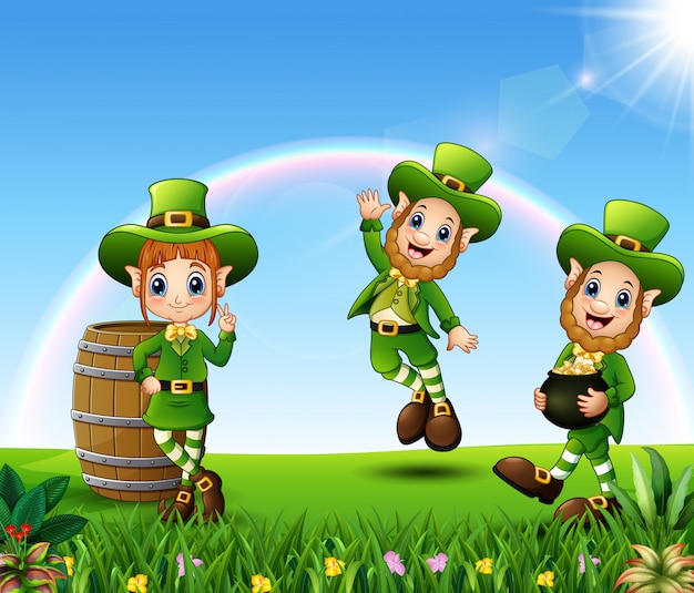 Cartoon kabouter in het park voor parade van happy st. patrick's day