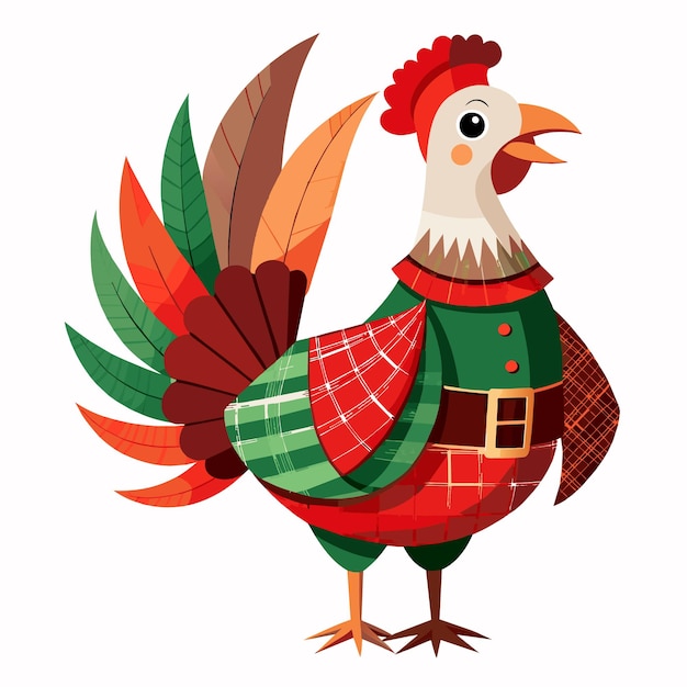 Cartoon kalkoen draagt tartan pak voor Happy Tartan Day