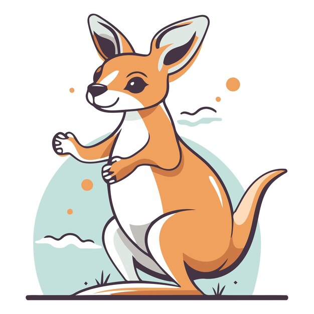 Vector cartoon kangaroo of cute kangaroo