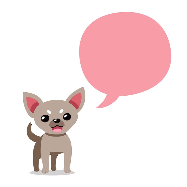 Cartoon karakter chihuahua hond met tekstballon