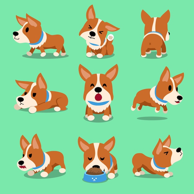 Cartoon karakter Corgi hond vormt