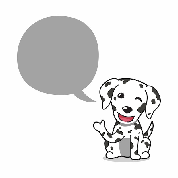 Cartoon karakter Dalmatische hond met tekstballon voor design.