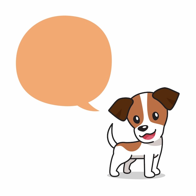 Cartoon karakter jack russell terrier hond met tekstballon