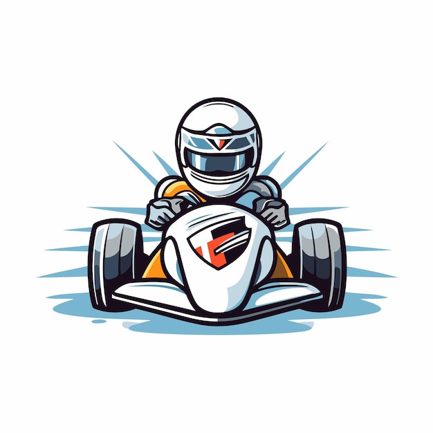 ベクトル レースコースでレースする漫画のカートドライバー ベクトルイラスト