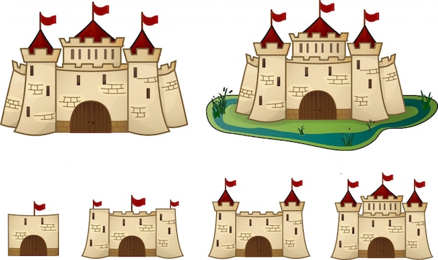 Cartoon kasteel evolutie voor het spel