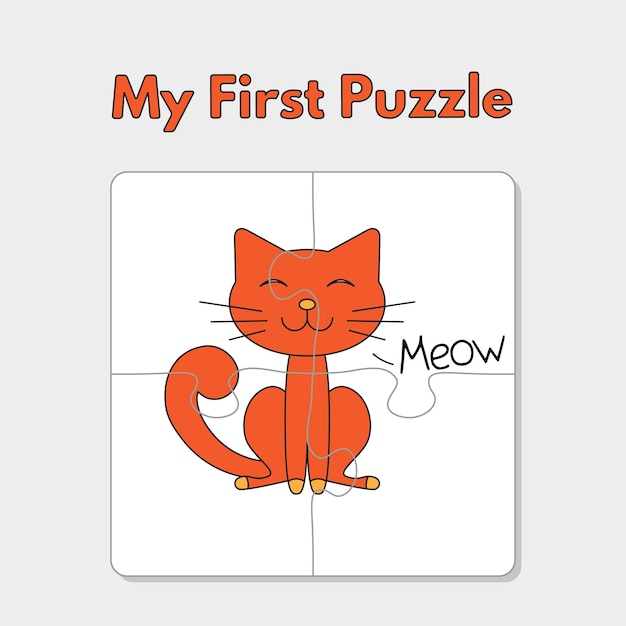 Cartoon kat puzzel sjabloon voor kinderen