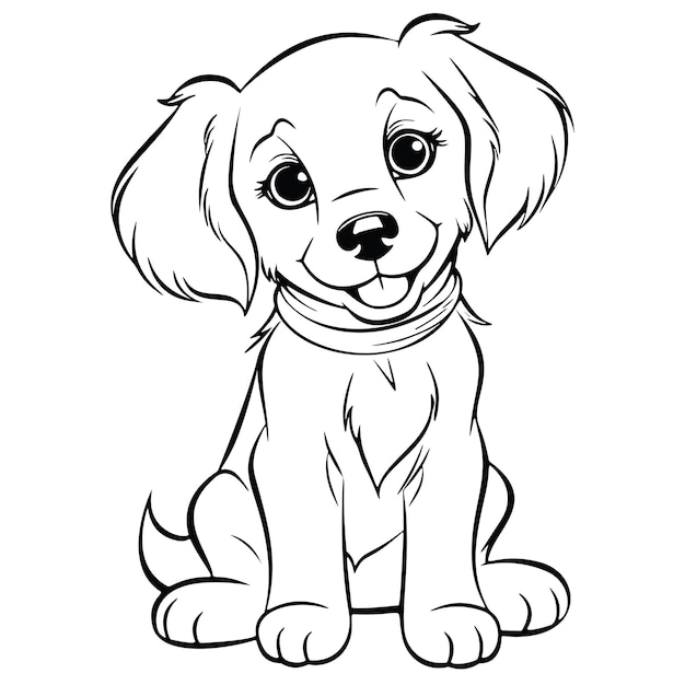 Cartoon Kawaii Dog Coloring Page