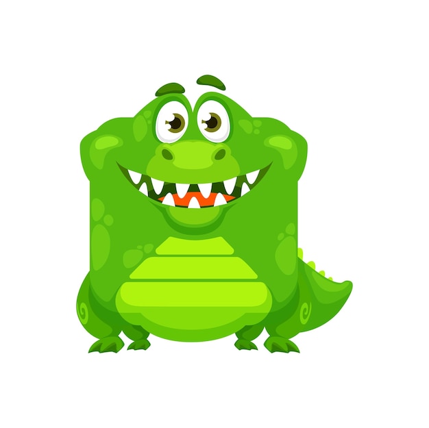 Cartoon kawaii square animal face crocodile smile