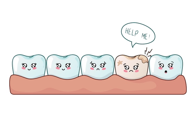 Cartoon kawaii tooth cute character