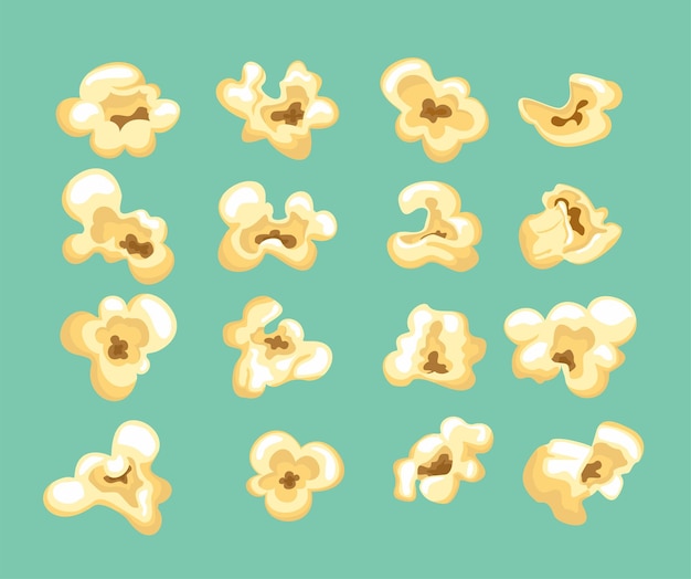 Cartoon kernels popcorn Klassieke film snack Kernel zoute popcorn karamel suikermaïs bioscoop snack