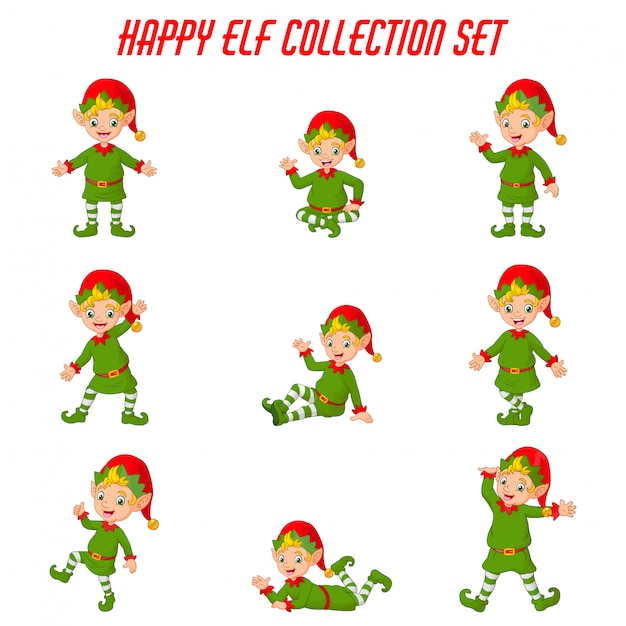 Cartoon Kerst Elfen Collectie Set