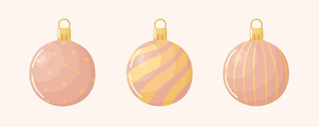 Cartoon kerstballen instellen. kerstboom speelgoed. vector ontwerpelementen