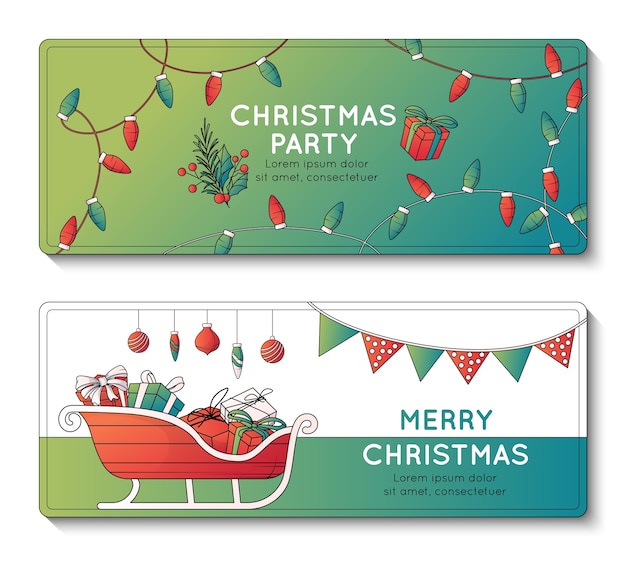 Vector cartoon kerstbanner set