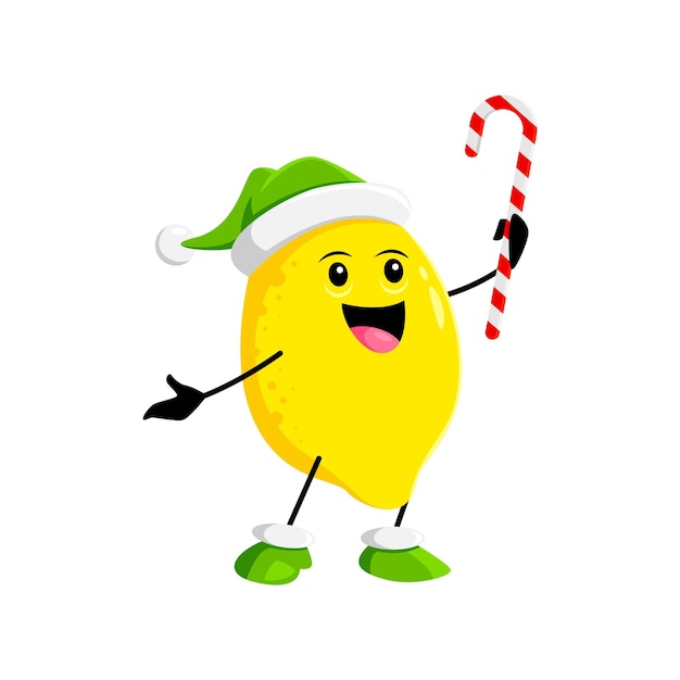Cartoon kerstfeest citroen met snoepstok