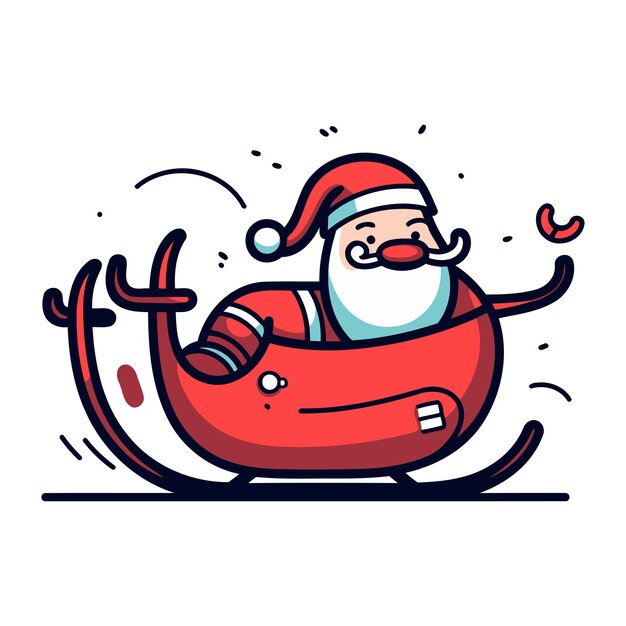 Vector cartoon kerstman in een slee vector illustratie voor uw ontwerp