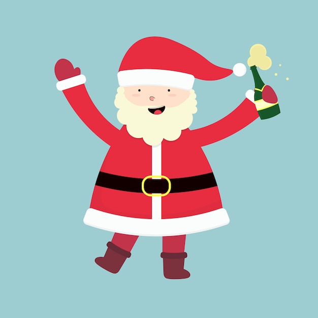 Cartoon Kerstman met champagne