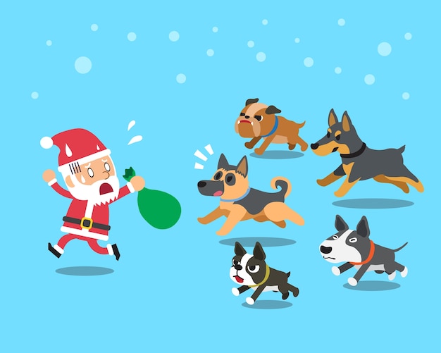 Cartoon Kerstman met honden