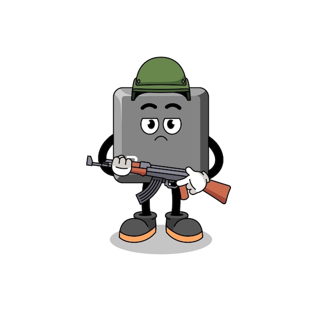 Cartoon of keyboard b key soldier