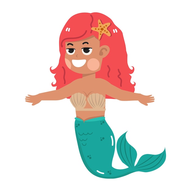 Cartoon kid girl mermaid vector