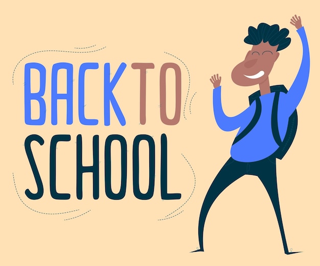 Vector cartoon kid going back to school