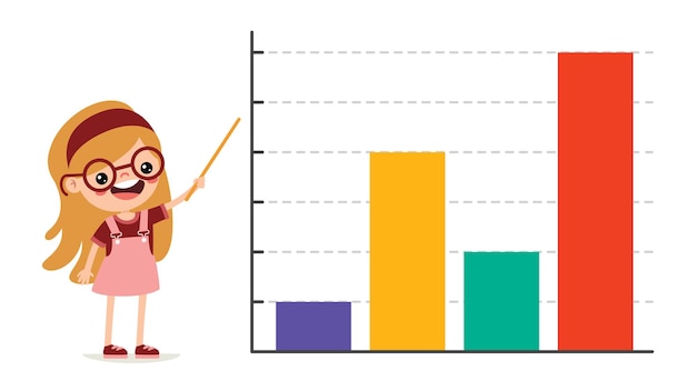 Cartoon Kid Weergegeven Staafdiagram