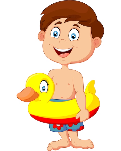 Cartoon kid with inflatable ring