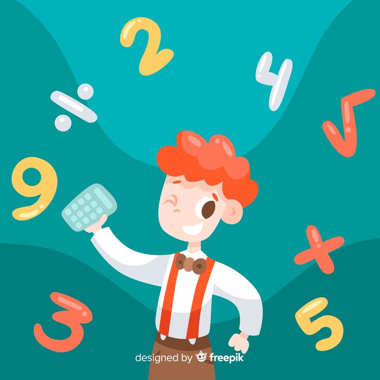 Vector cartoon kids math concept background