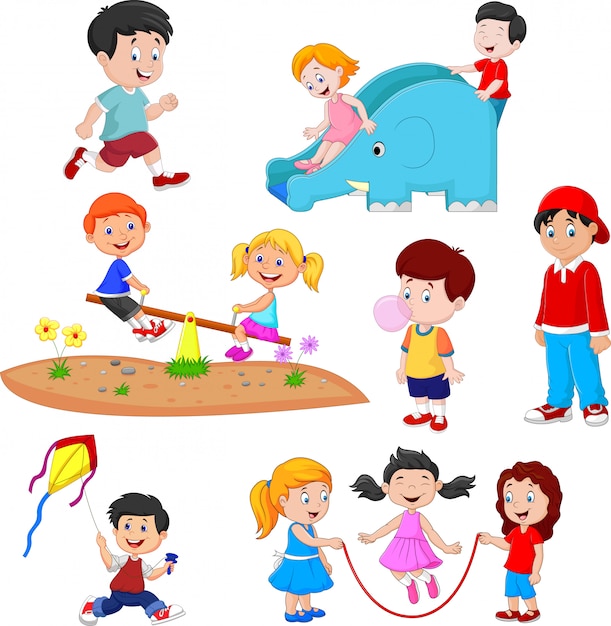 Vector cartoon kids playing