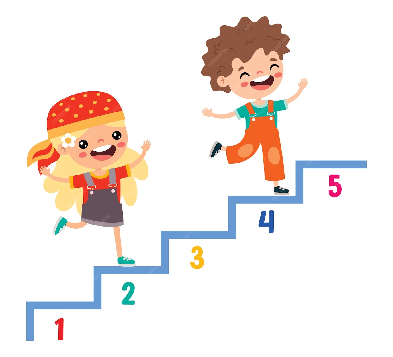premium-vector-cartoon-kids-walking-up-on-stairs