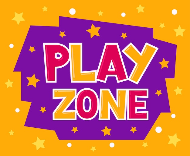 Vector cartoon kinderen spelen zone poster kinderen game zone sticker game zone badge kids entertainment speelkamer platte vector achtergrond illustratie