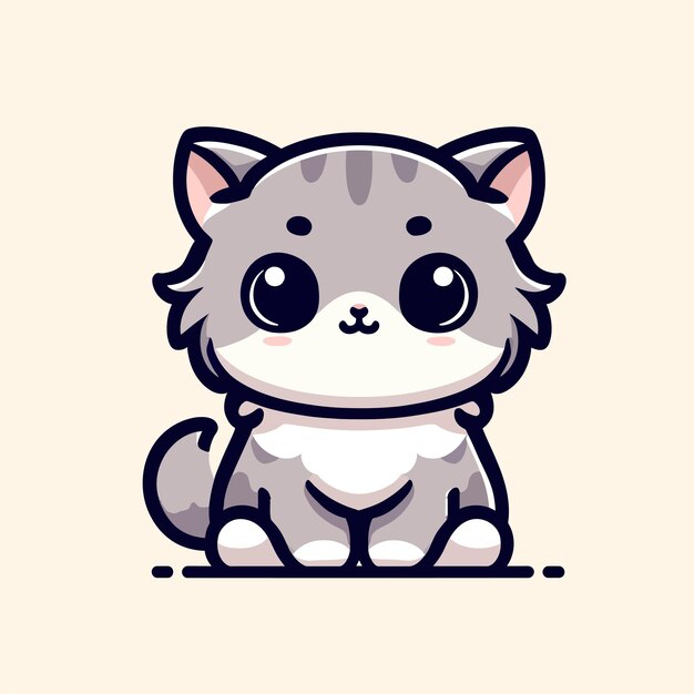 cartoon kitten with adorable fluffy fur