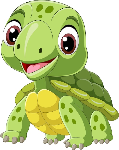 Cartoon kleine schildpad op witte achtergrond