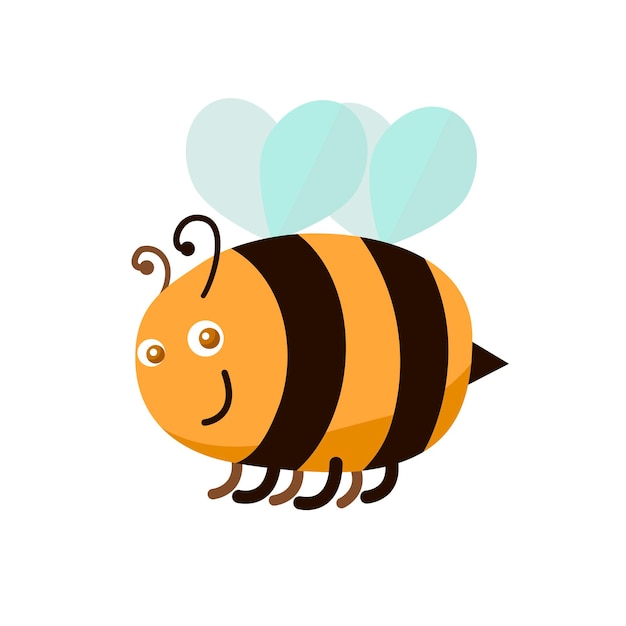 Cartoon kleur Bee schattig en grappig Insect symbool van werknemer mascotte vlakke stijl ontwerp. vector illustratie